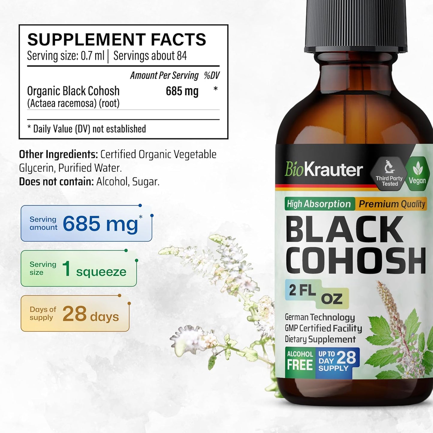 Organic Black Cohosh and Red Clover Tincture Combo Pack - 2 Fl. Oz. Each
