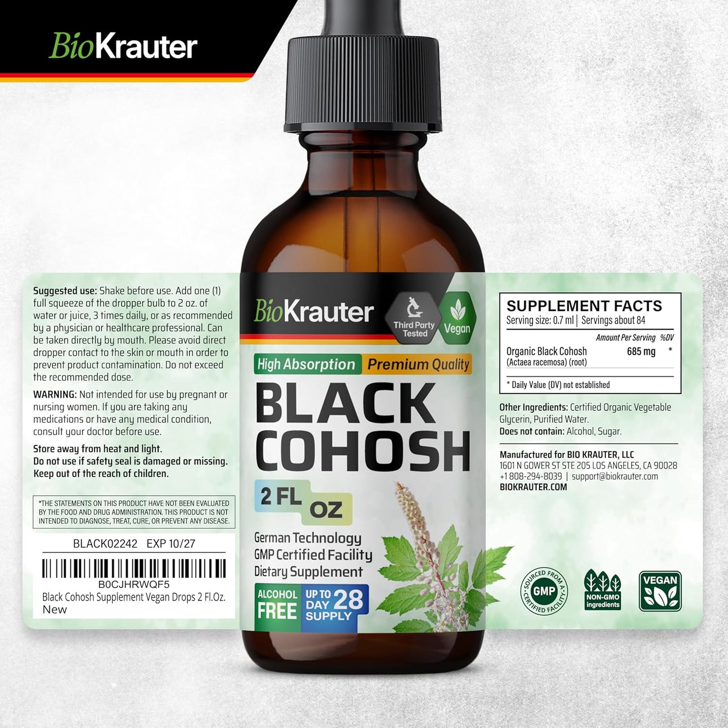 Organic Black Cohosh and Red Clover Tincture Combo Pack - 2 Fl. Oz. Each