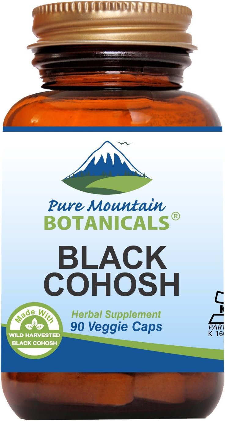 Organic Black Cohosh Capsules - 90 Vegan Caps - 500mg Wild Cohosh Root - Menopause Support