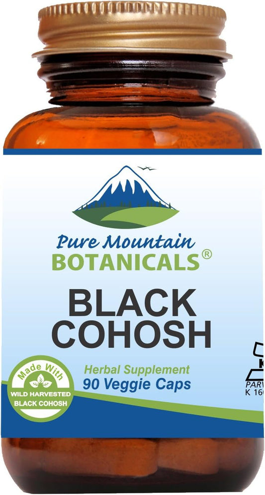 Organic Black Cohosh Capsules - 90 Vegan Caps - 500mg Wild Cohosh Root - Menopause Support