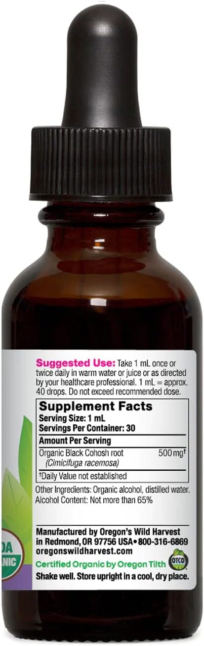Organic Black Cohosh Extract by Oregon's Wild Harvest - 1 Fluid Ounce, 1:1 Ratio