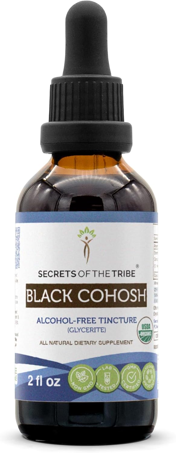 Organic Black Cohosh Extract Drops - High-Potency Alcohol-Free Formula from Certified Organic Root 2 oz