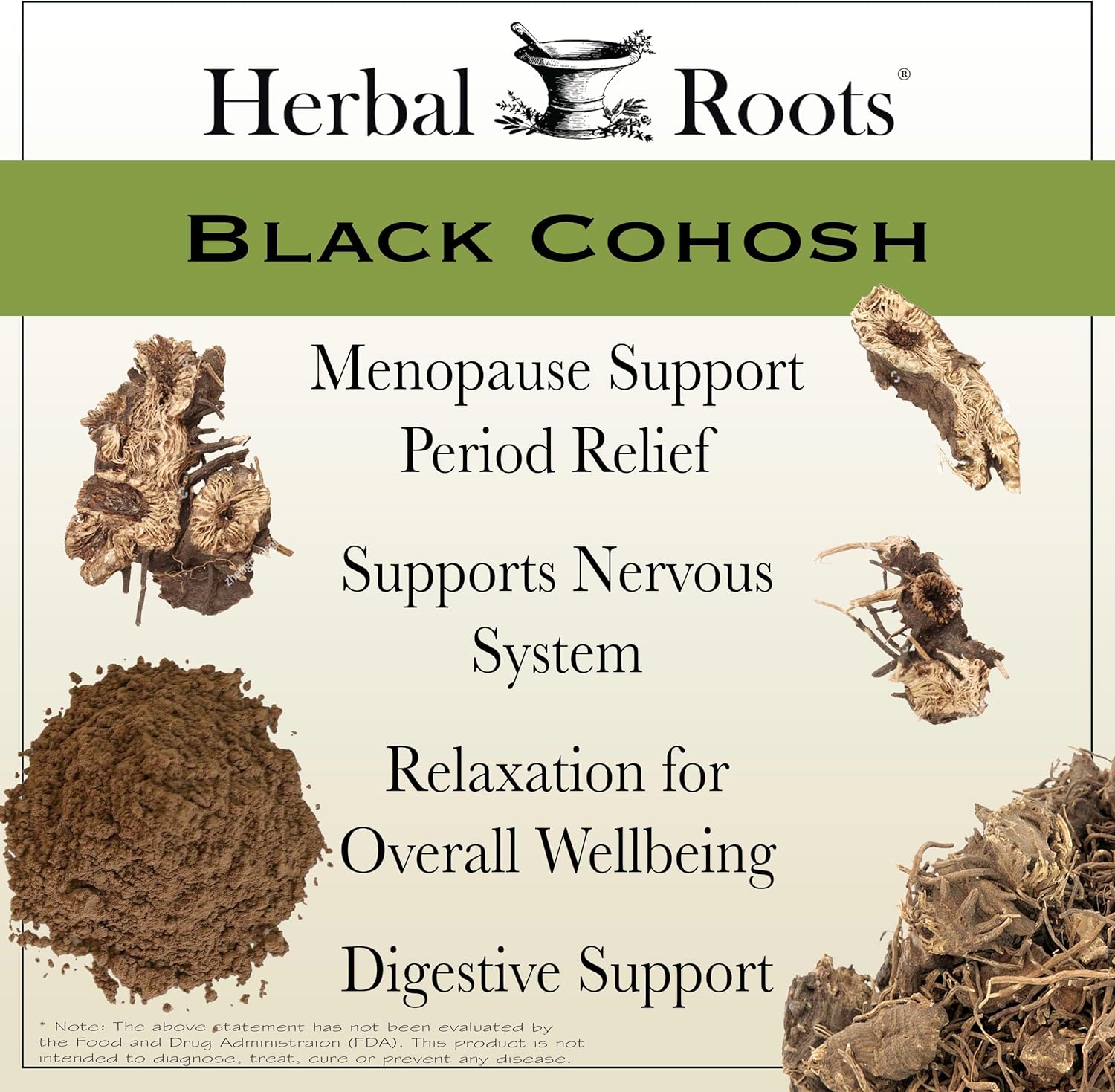 Organic Black Cohosh Root Capsules | Extra Strength Menopause Support | Herbal Roots | 90 Vegan Capsules