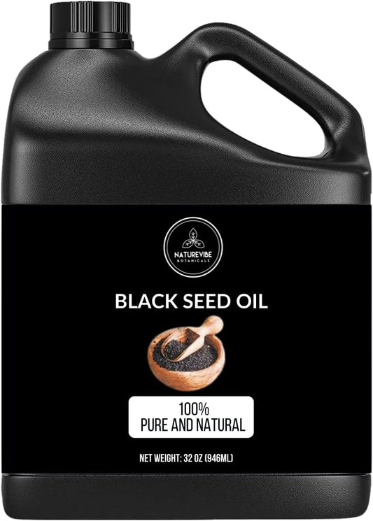 Organic Black Cumin Seed Oil 32oz - Pure Kalonji Oil for Immune Support - Cold Pressed Nigella Sativa with Omega 3 6 9 - Unrefined Digestive Aid - High Thymoquinone Content