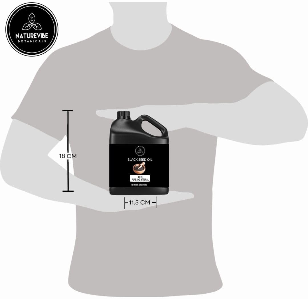 Organic Black Cumin Seed Oil 32oz - Pure Kalonji Oil for Immune Support - Cold Pressed Nigella Sativa with Omega 3 6 9 - Unrefined Digestive Aid - High Thymoquinone Content