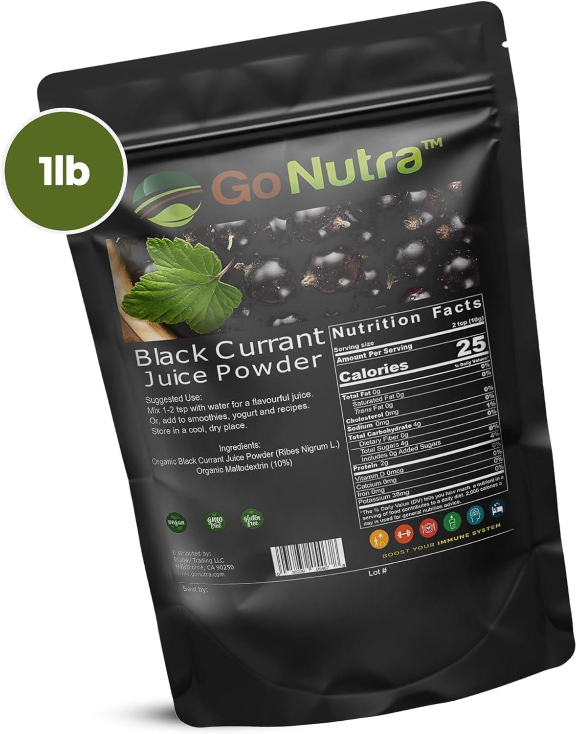 Organic Black Currant Powder 1lb - High Antioxidant Ribes Nigrum Supplement with Anthocyanin