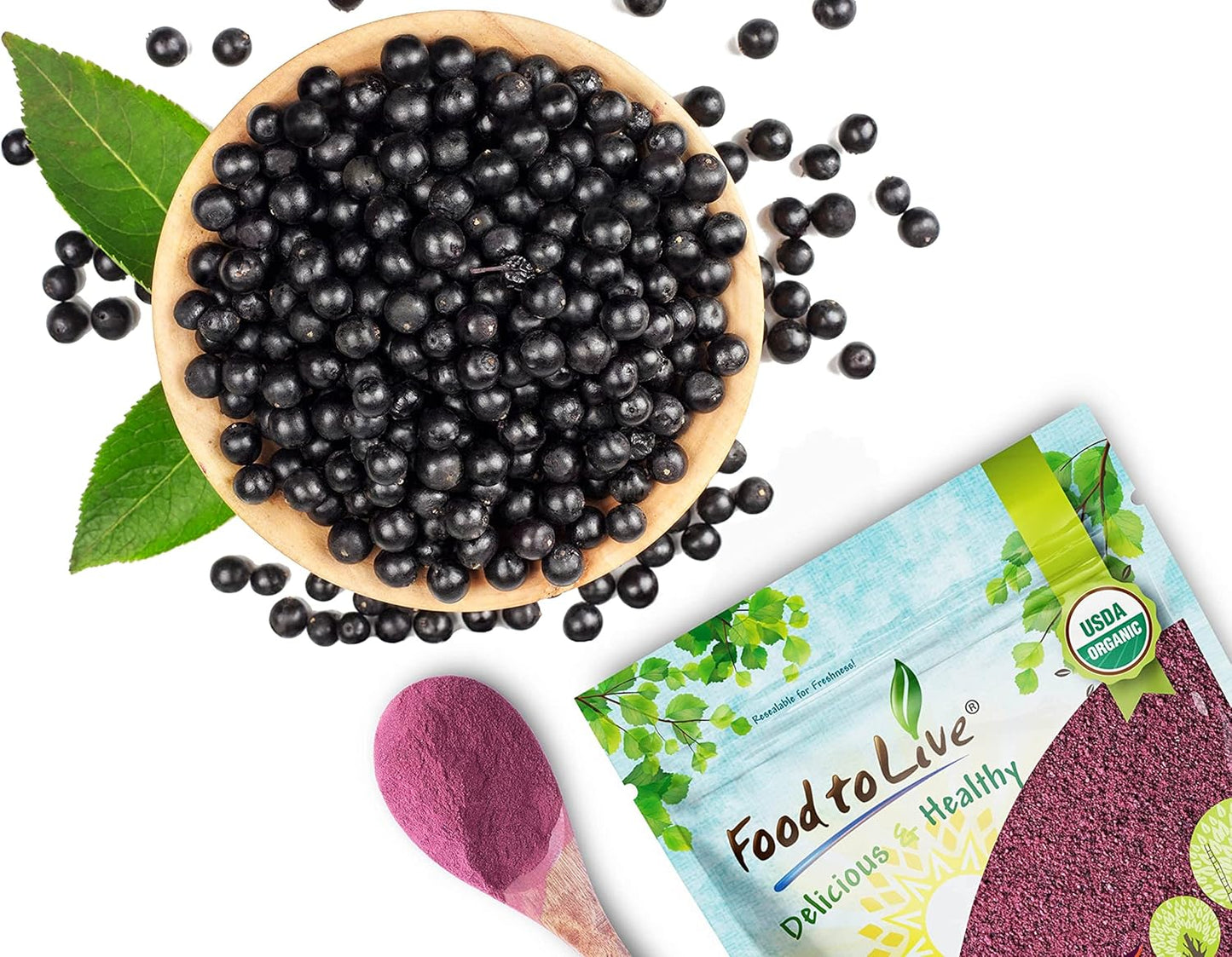 Organic Black Elderberry Powder 8 lbs - Non-GMO Raw Dried Berries for Baking, Smoothies, Yogurts - Vegan Bulk Option