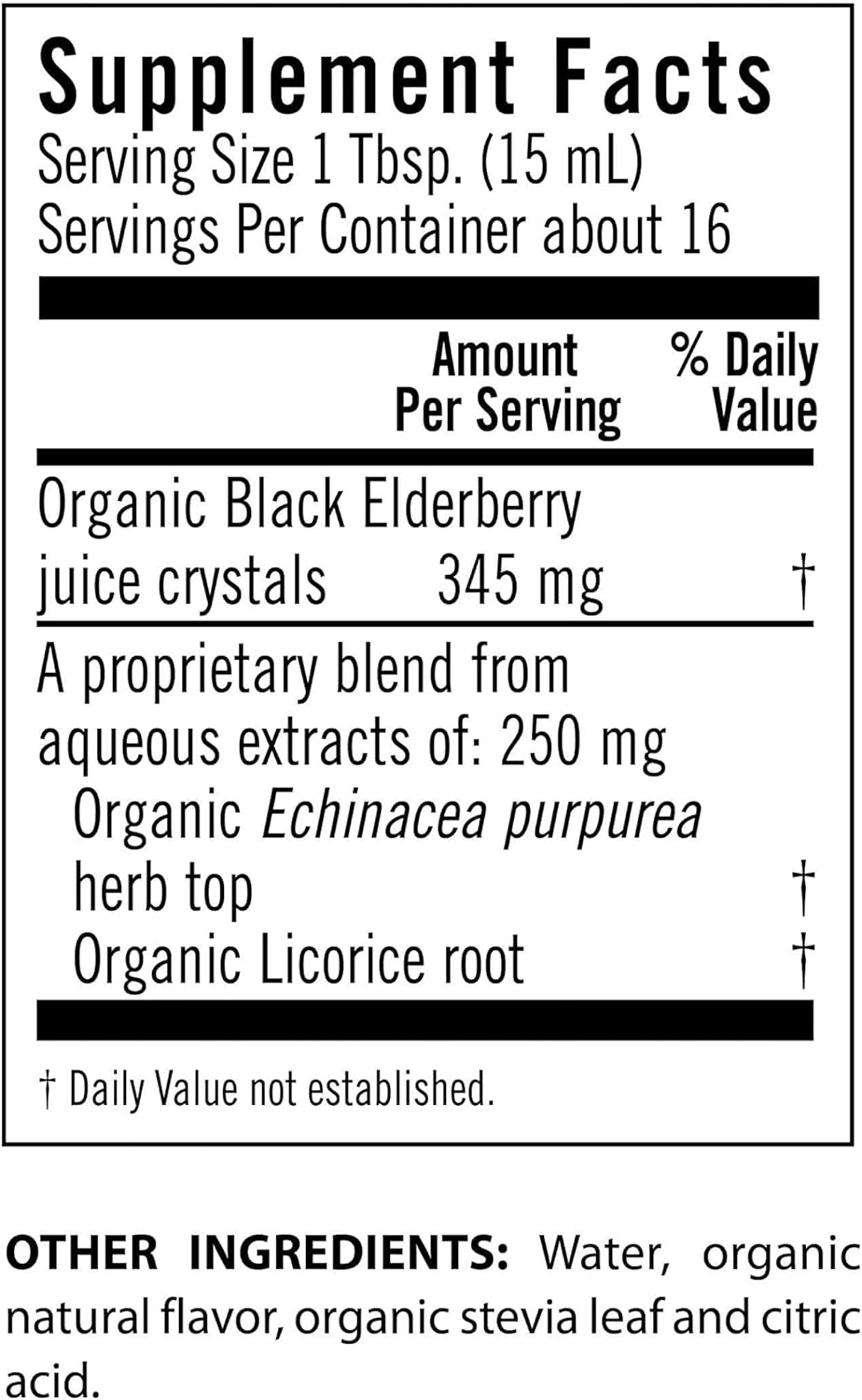 Organic Black Elderberry Syrup with Echinacea - Immune Booster for Kids & Adults - Gluten Free Vegan Formula - 8.5oz