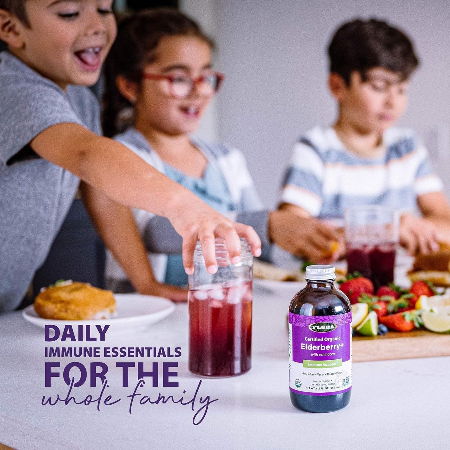 Organic Black Elderberry Syrup with Echinacea - Immune Booster for Kids & Adults - Gluten Free Vegan Formula - 8.5oz