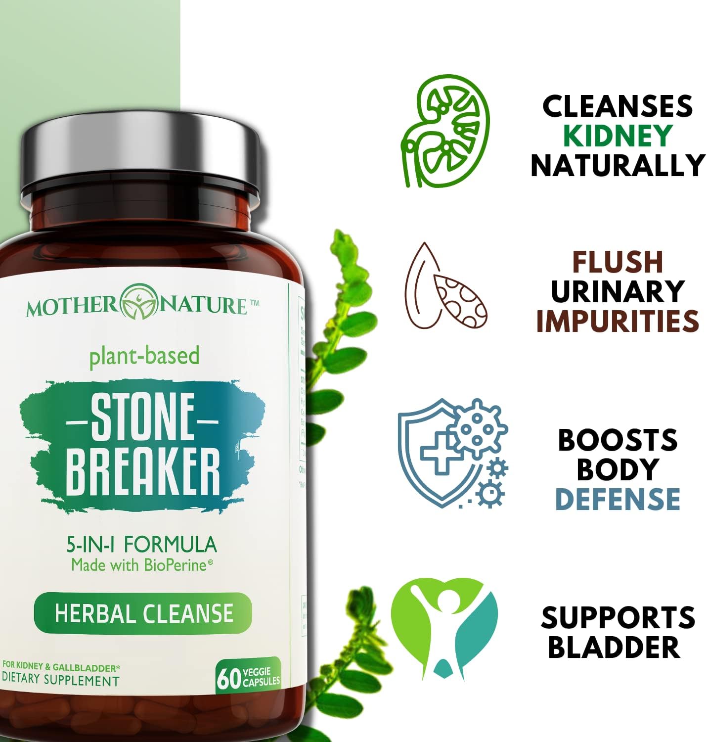 Organic Black Maca Root Powder & Chanca Piedra Capsules for Energy, Wellness & Urinary Tract - Vegan & Non-GMO Superfoods by Mother Nature Organics