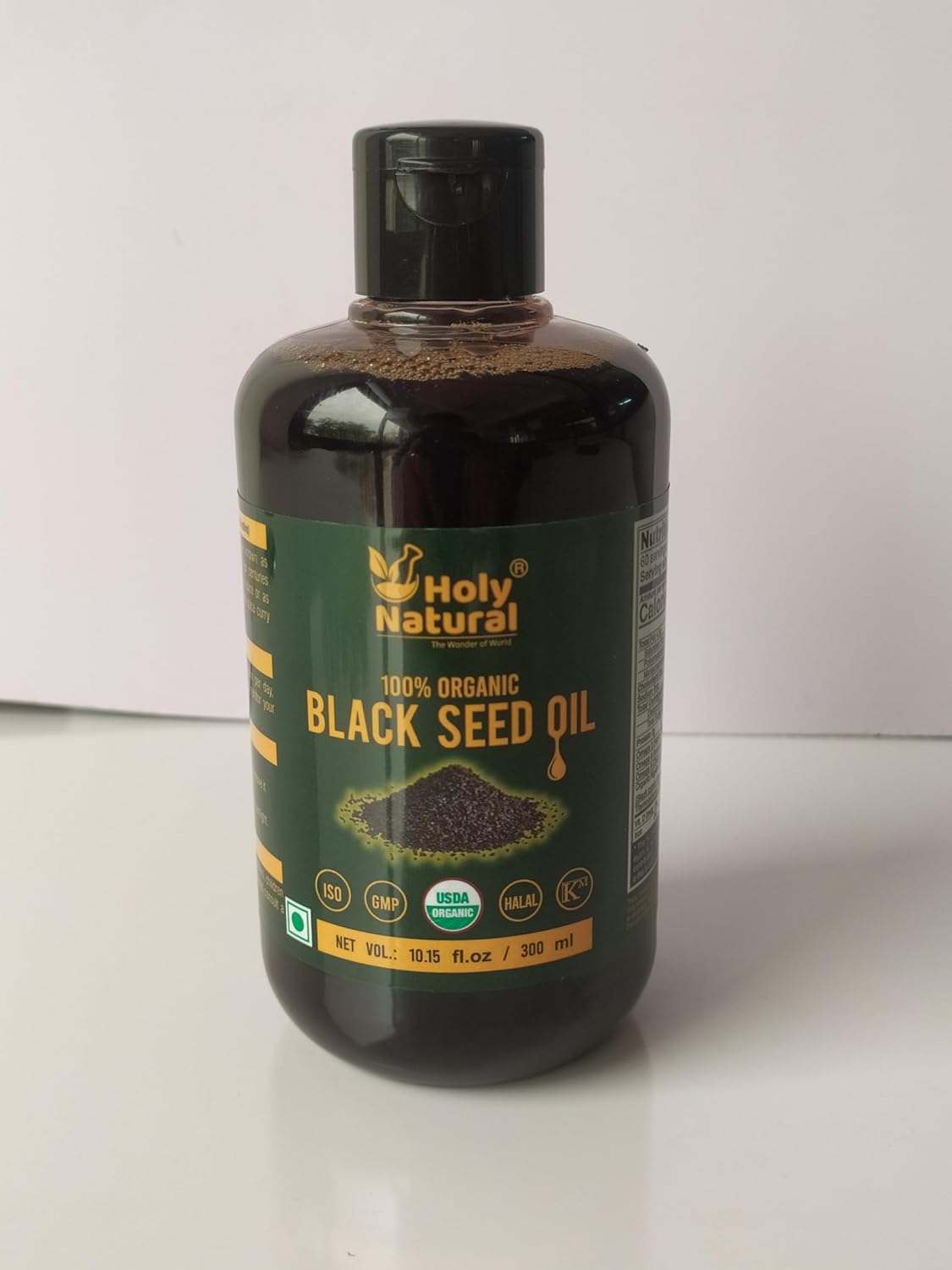 Organic Black Seed Oil - 100% Pure, Cold-Pressed Nigella Sativa Oil (10.15 fl oz) - Rich in Thymoquinone & Omega 3,6 & 9 - Non-GMO & Untreated - Holy Natural Miracle Oil