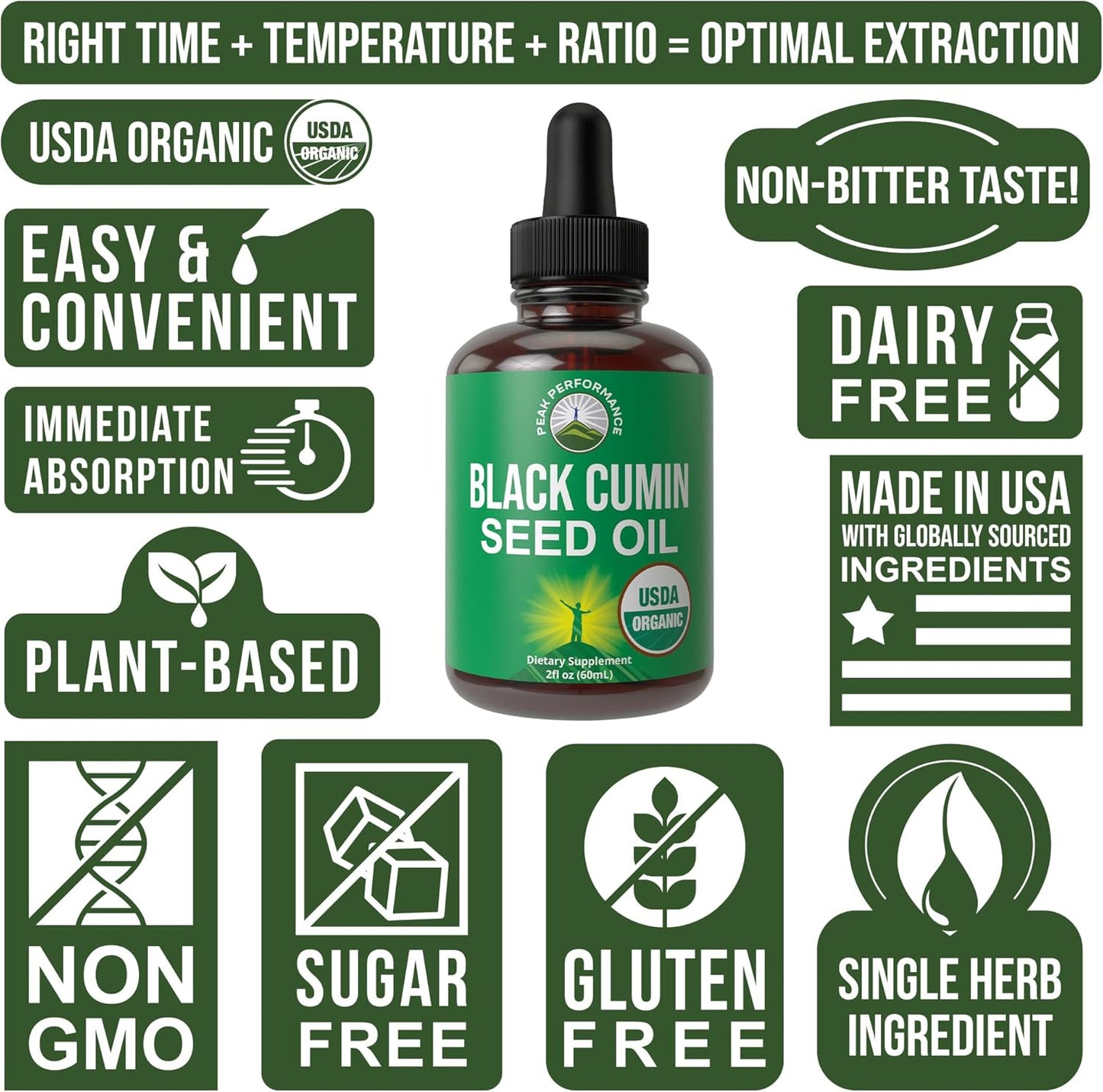 Organic Black Seed Oil Liquid Drops Supplement for Peak Performance. Vegan Cumin Seed Oil for Immune, Digestive, and Respiratory Support. High Bioavailability, Zero Sugar, Gluten Free.