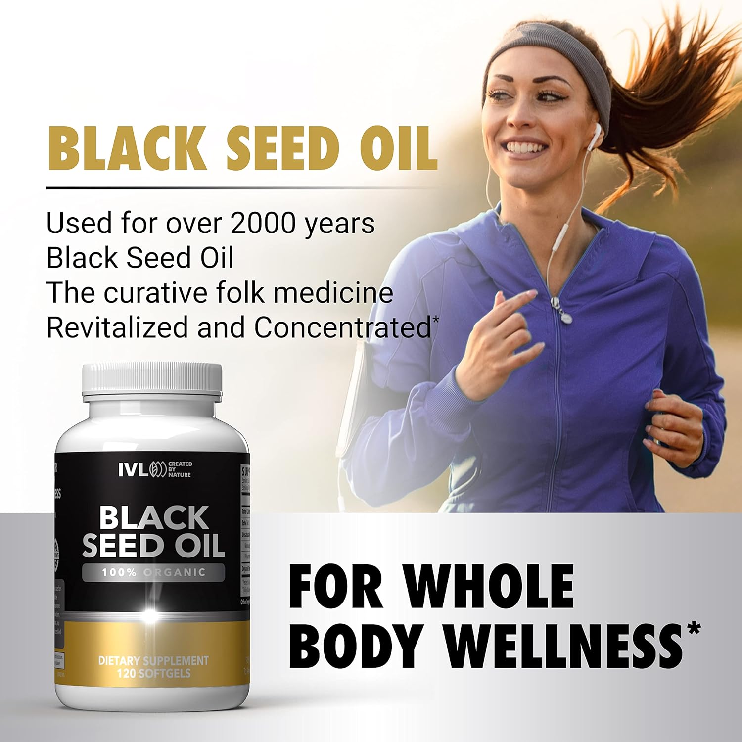 Organic Black Seed Oil Softgel Capsules - Cold Pressed Nigella Sativa Seed Oil - Omega 3 6 9, Antioxidants - 120 Capsules