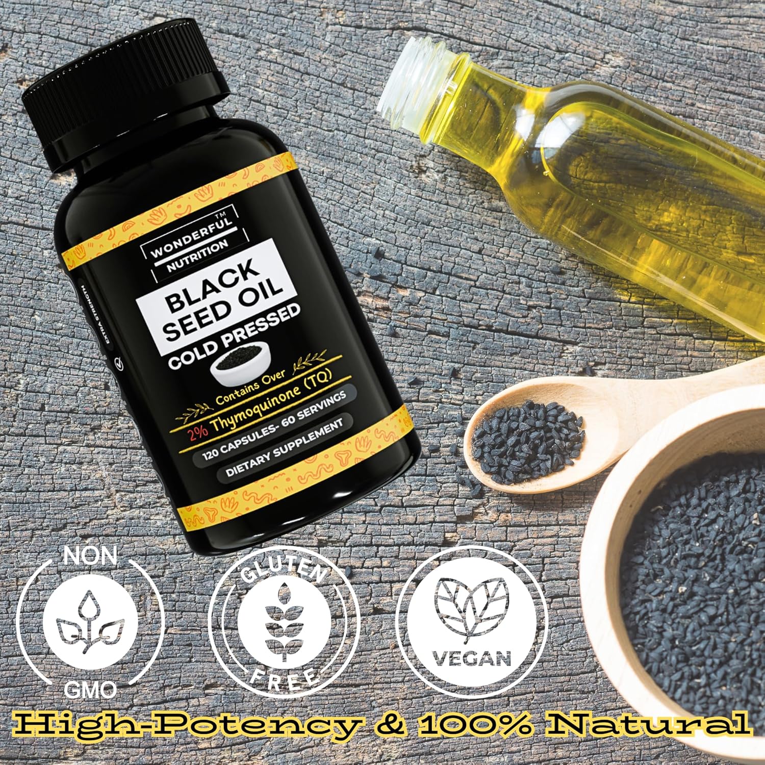 Organic Black Seed Oil Softgels - 120ct, 1000mg/Serving, Cold Pressed, High Thymoquinone - Supports Health, Hair, Skin & Nails
