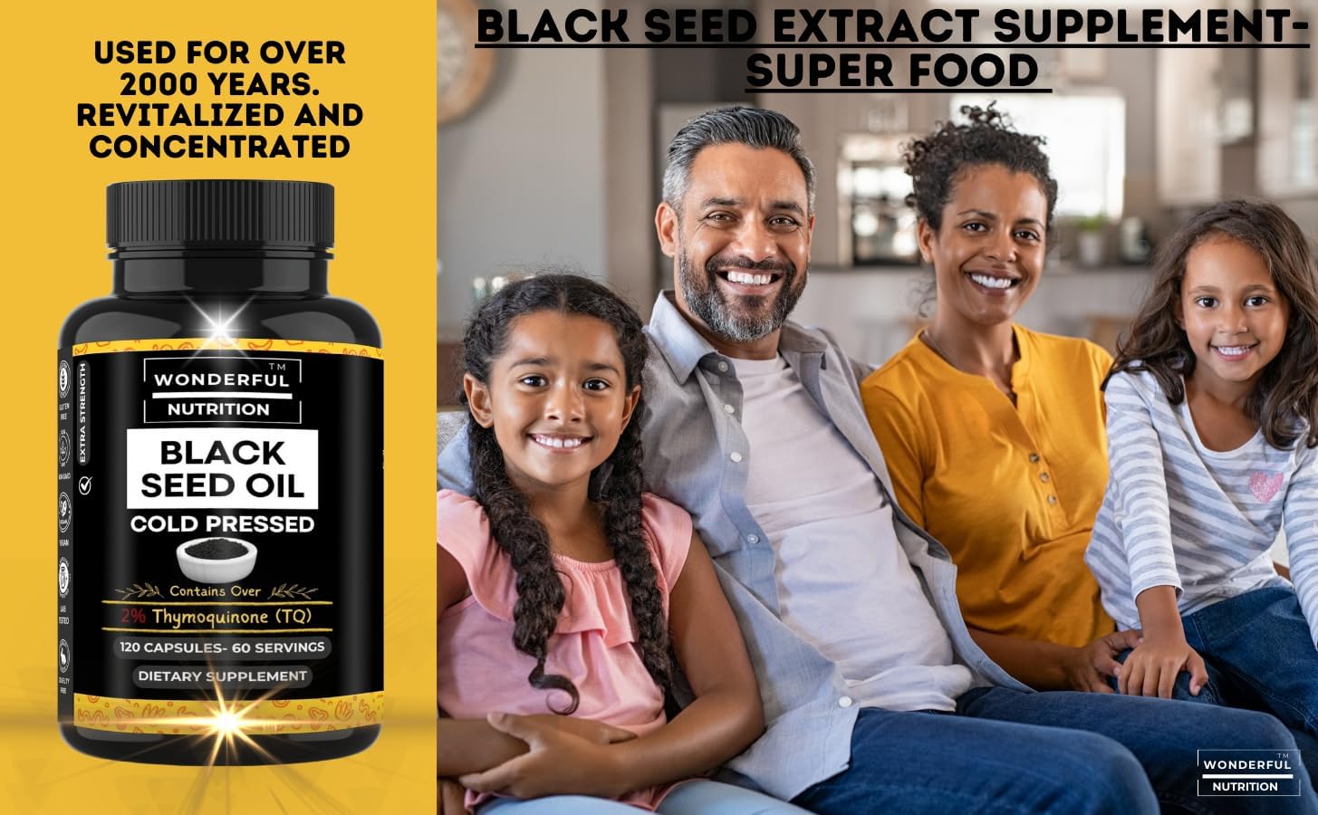Organic Black Seed Oil Softgels - 120ct, 1000mg/Serving, Cold Pressed, High Thymoquinone - Supports Health, Hair, Skin & Nails