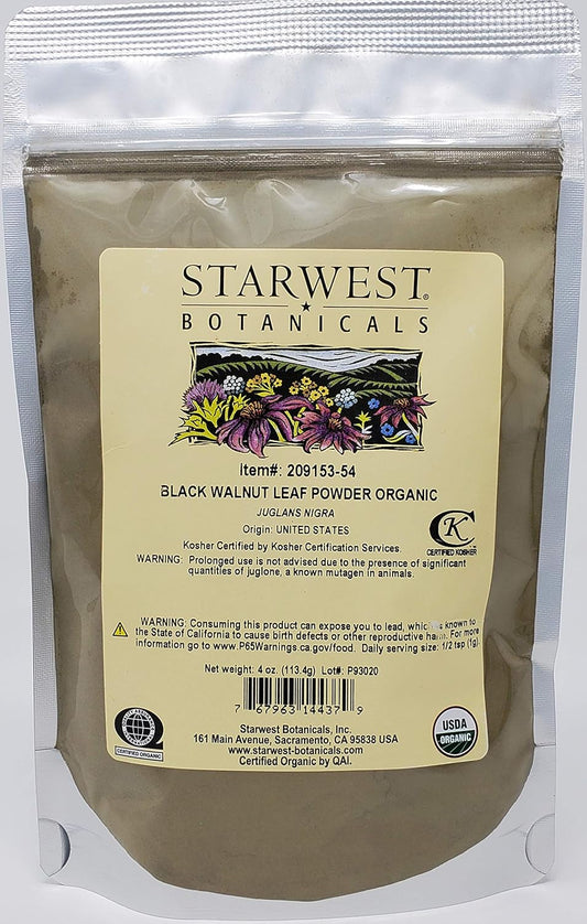 Organic Black Walnut Leaf Powder - 4 Ounces by Starwest Botanicals
