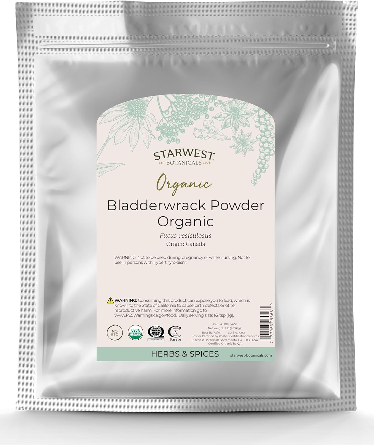 Organic Bladderwrack Powder - 1 lb by Starwest Botanicals