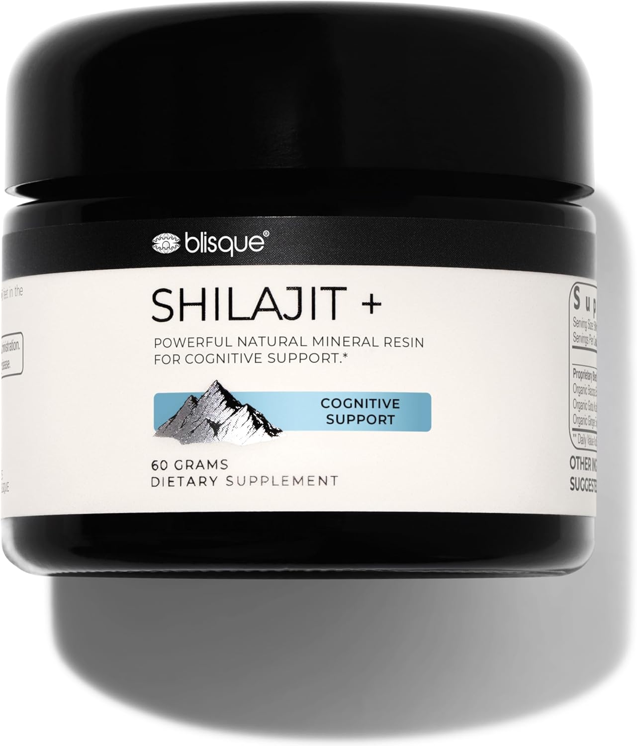 Organic Blisque Shilajit Resin Supplement for Cognitive Support with Bacopa & Gotu Kola - 60g