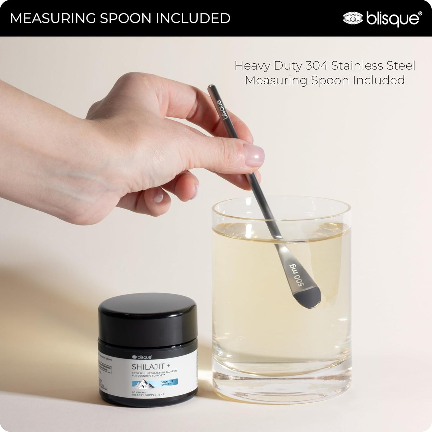 Organic Blisque Shilajit Resin Supplement for Cognitive Support with Bacopa & Gotu Kola - 60g