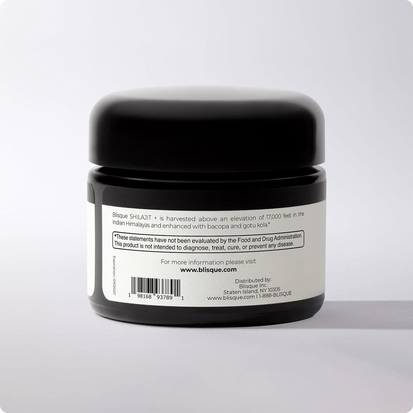 Organic Blisque Shilajit Resin Supplement for Cognitive Support with Bacopa & Gotu Kola - 60g