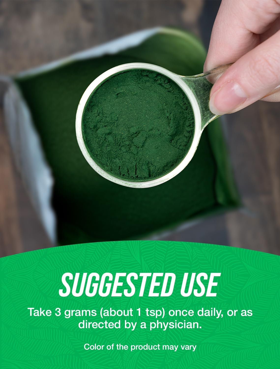 Organic Blue Green Algae Superfood Powder - Pure Spirulina - 3g per Serving - 250g (8.8 oz)