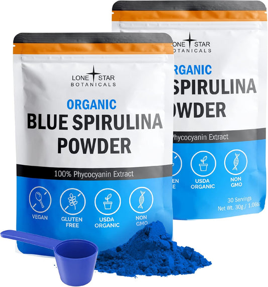 Organic Blue Spirulina Powder - Pure Superfood Algae for Smoothies & Drinks - Non GMO, Vegan, Gluten-Free - USDA Certified