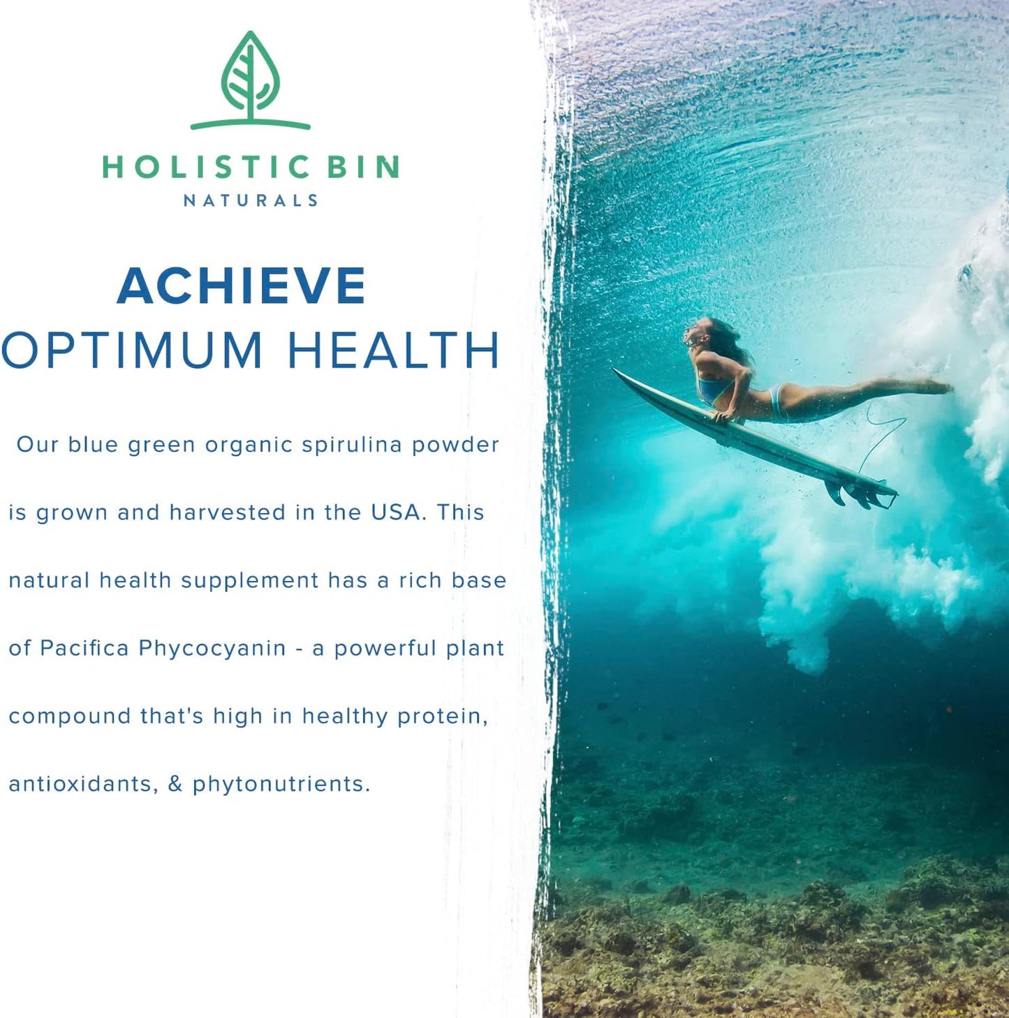 Organic Blue Spirulina Powder: Rich Vegan Protein Source, Ideal for Smoothies & Baked Goods - 50g