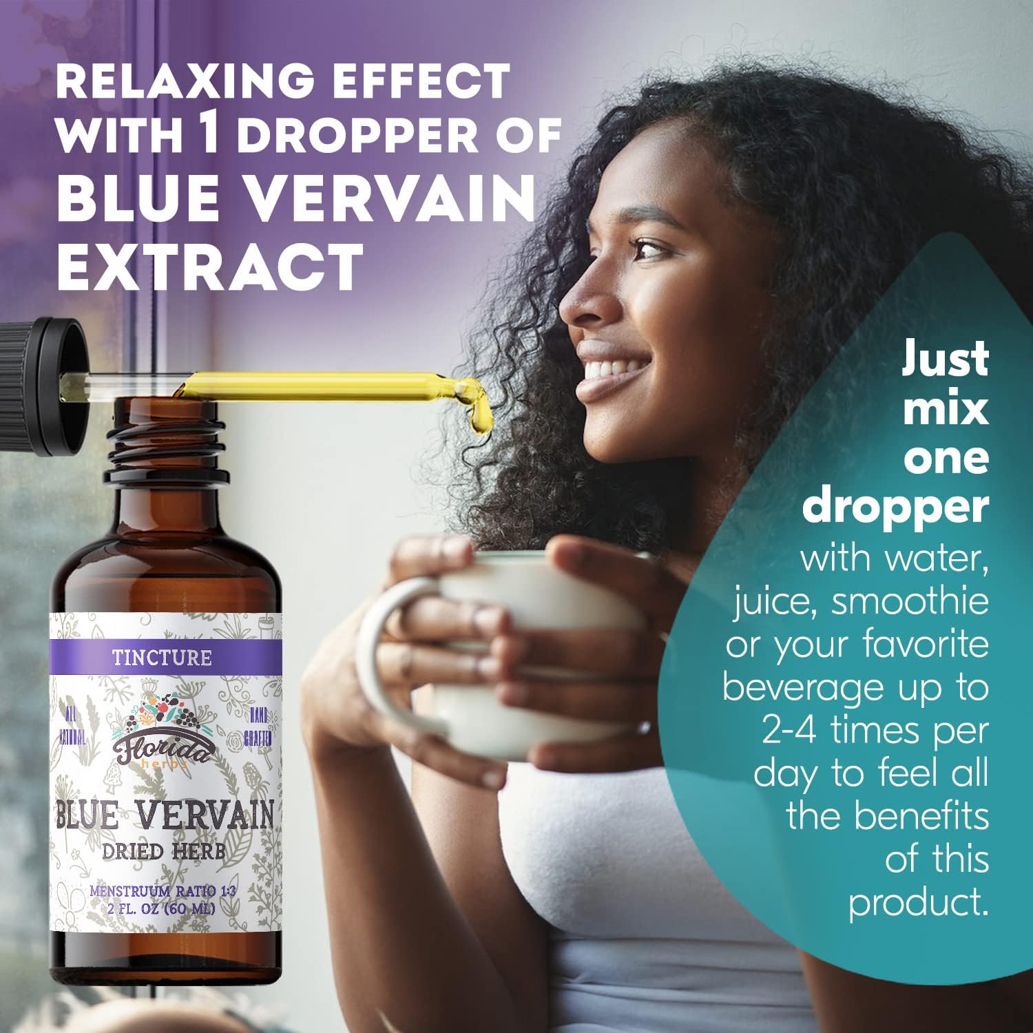 Organic Blue Vervain Herb Extract - Natural Supplement for Men & Women - 2 oz - Made in USA