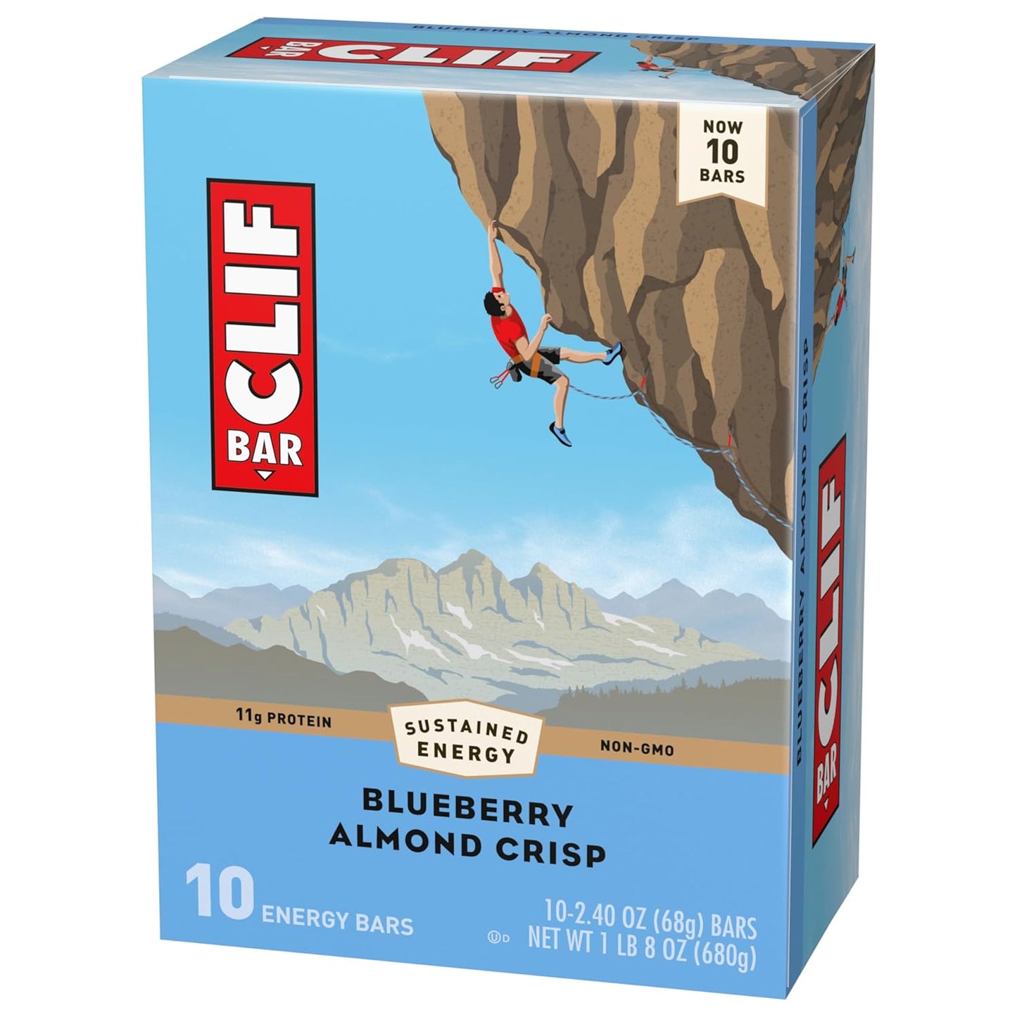 Organic Blueberry Almond Crisp Energy Bars - Non-GMO Plant Based Protein (10 Pack)