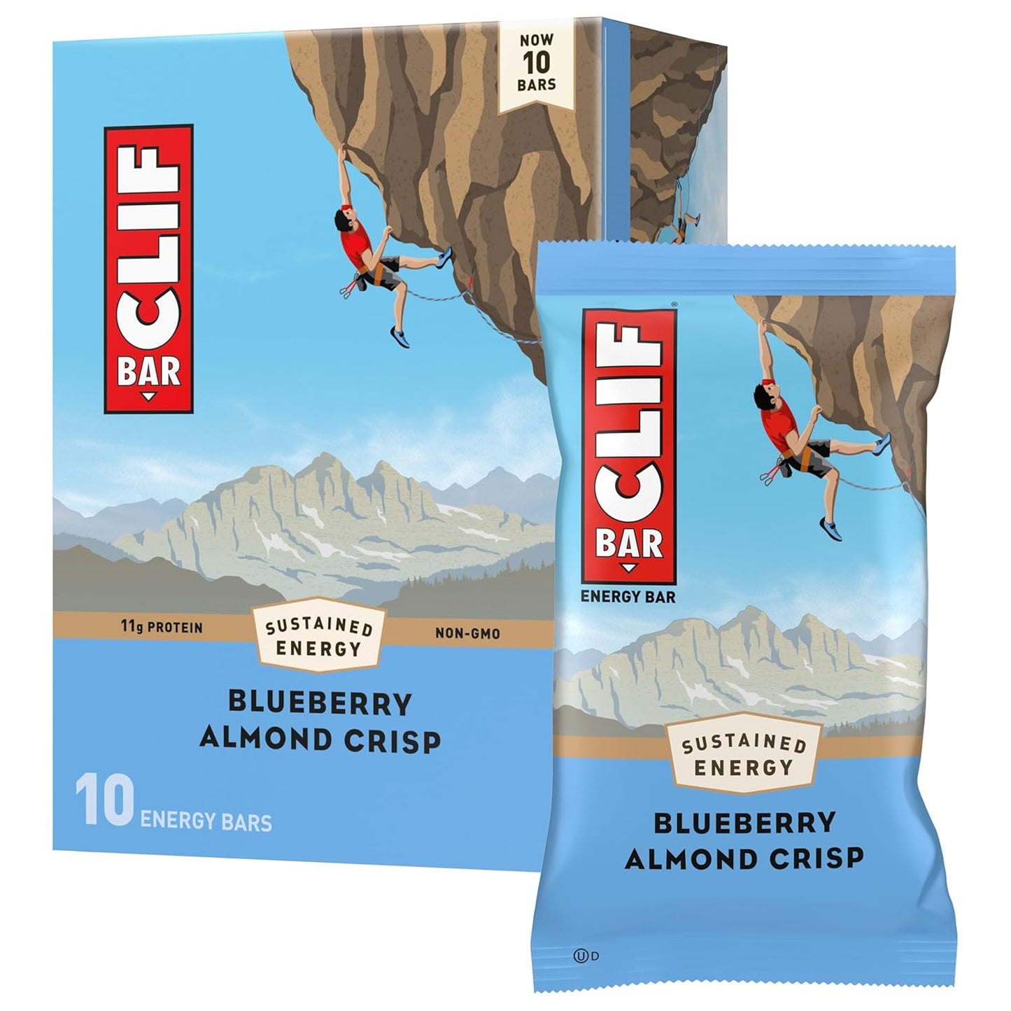 Organic Blueberry Almond Crisp Energy Bars - Non-GMO Plant Based Protein (10 Pack)