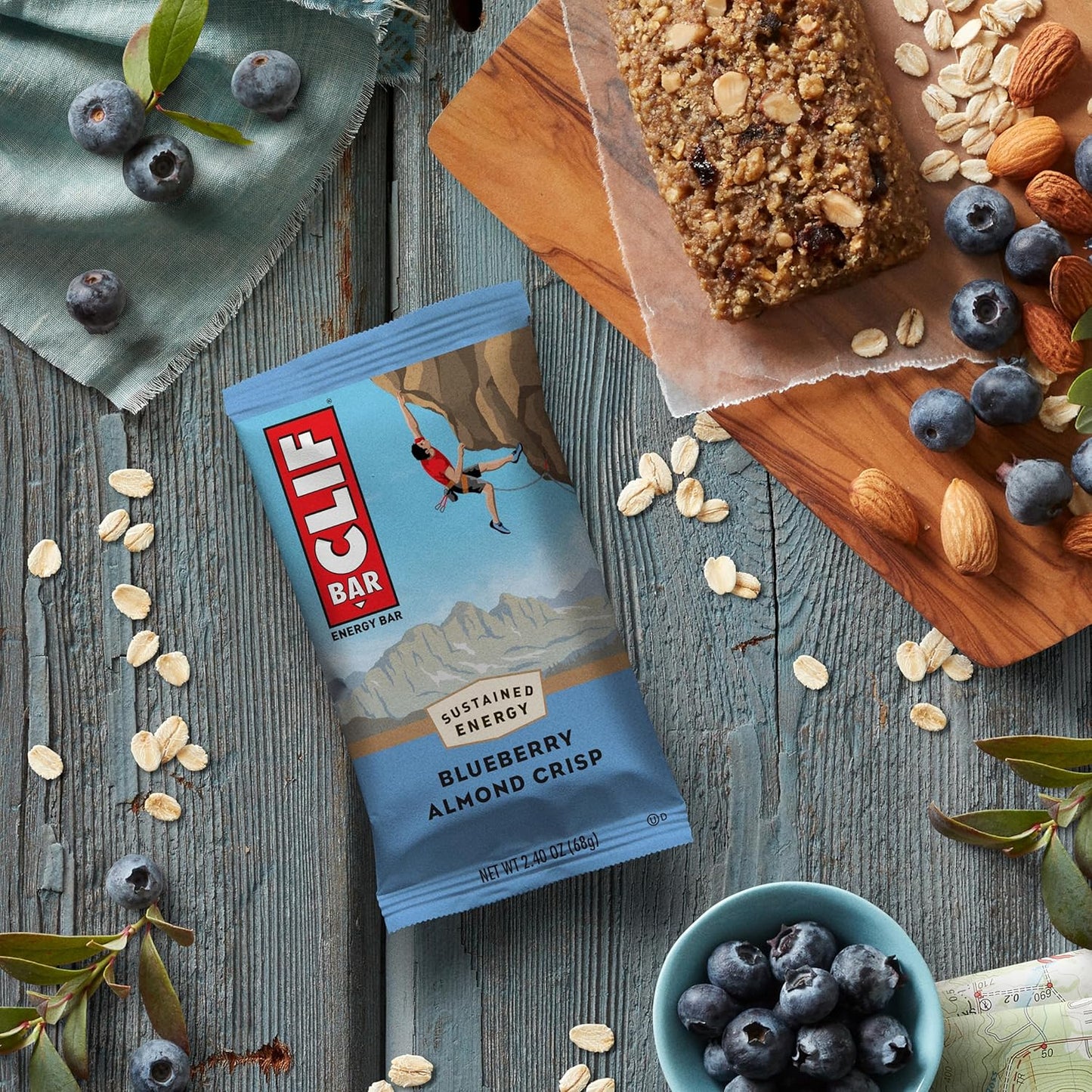 Organic Blueberry Almond Crisp Energy Bars - Non-GMO Plant Based Protein (10 Pack)