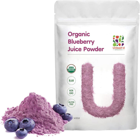 Organic Blueberry Juice Powder 16 oz - 100% Pure Natural Green Food, High in Antioxidants and Vitamins, Supports Digestion and Immune Health
