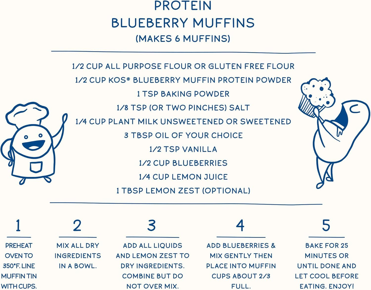 Organic Blueberry Muffin Plant Based Protein Powder with Spirulina - Vegan Meal Replacement for Women & Men - 10 Servings - Gluten, Soy, Dairy Free