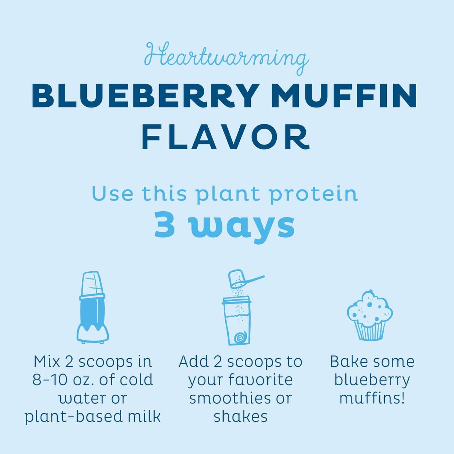 Organic Blueberry Muffin Plant Based Protein Powder with Spirulina - Vegan Meal Replacement for Women & Men - 10 Servings - Gluten, Soy, Dairy Free