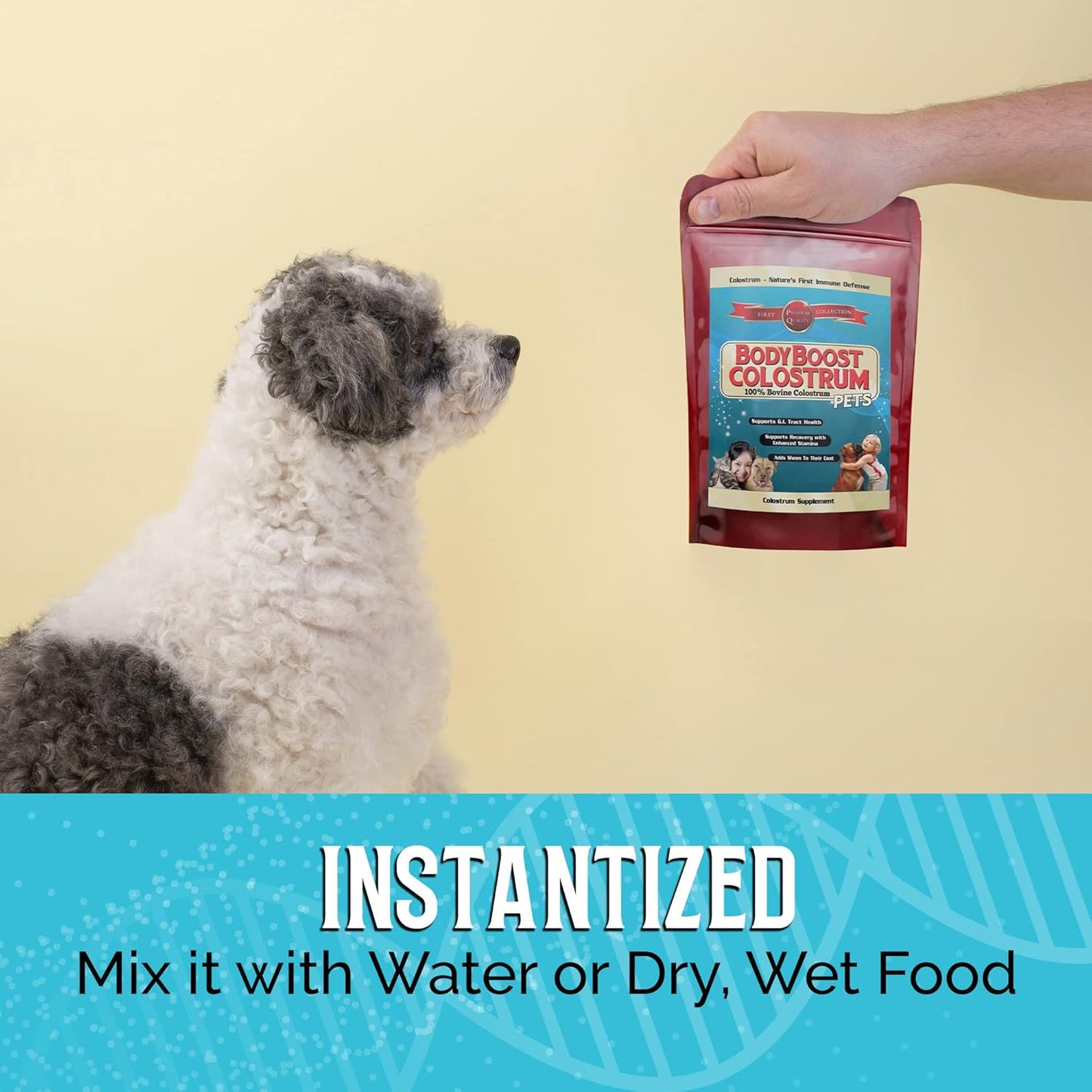 Organic BodyBoost Bovine Colostrum Powder for Dogs and Cats - Immune Support Supplement for Allergy Relief, Itch Relief, and Gut Health - Grass Fed, All Ages - 8 oz