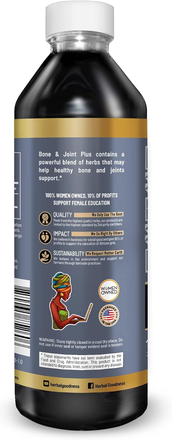 Organic Bone and Joint Health Liquid Extract - 12oz Bottle with Calcium, Magnesium, Glucosamine, and Chondroitin for Men and Women
