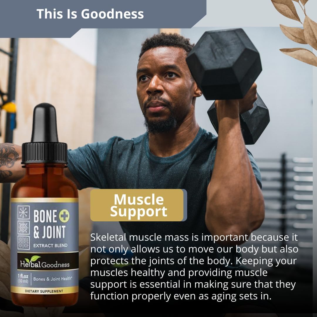 Organic Bone and Joint Health Liquid Extract - Muscle Support with Calcium, Magnesium, Glucosamine, and Chondroitin - 1oz Bottle