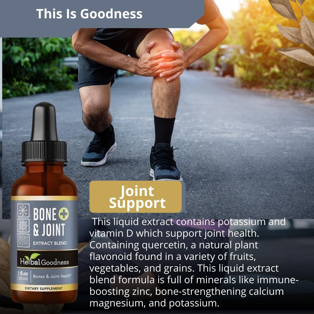 Organic Bone and Joint Health Liquid Extract - Muscle Support with Calcium, Magnesium, Glucosamine, and Chondroitin - 1oz Bottle