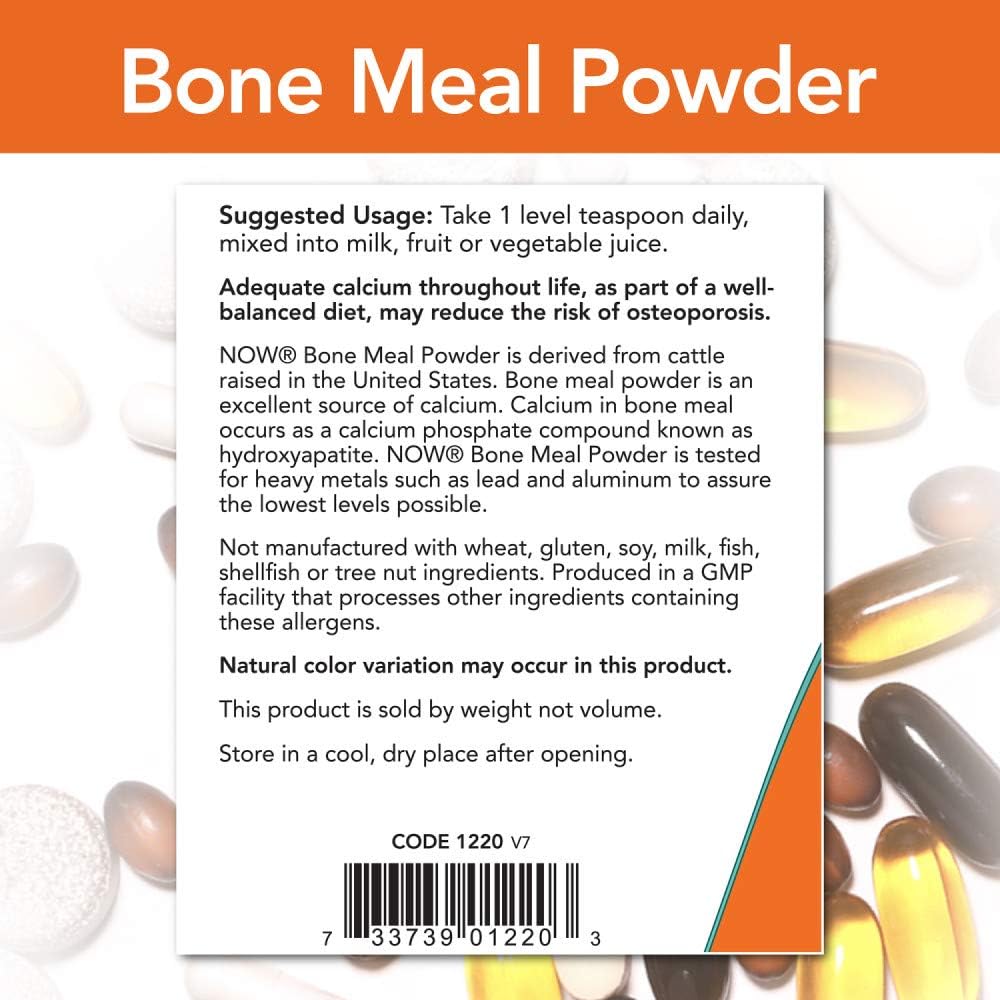 Organic Bone Meal Powder by NOW Foods - 1 lb (454 g) Pack for Stronger Bones and Joints