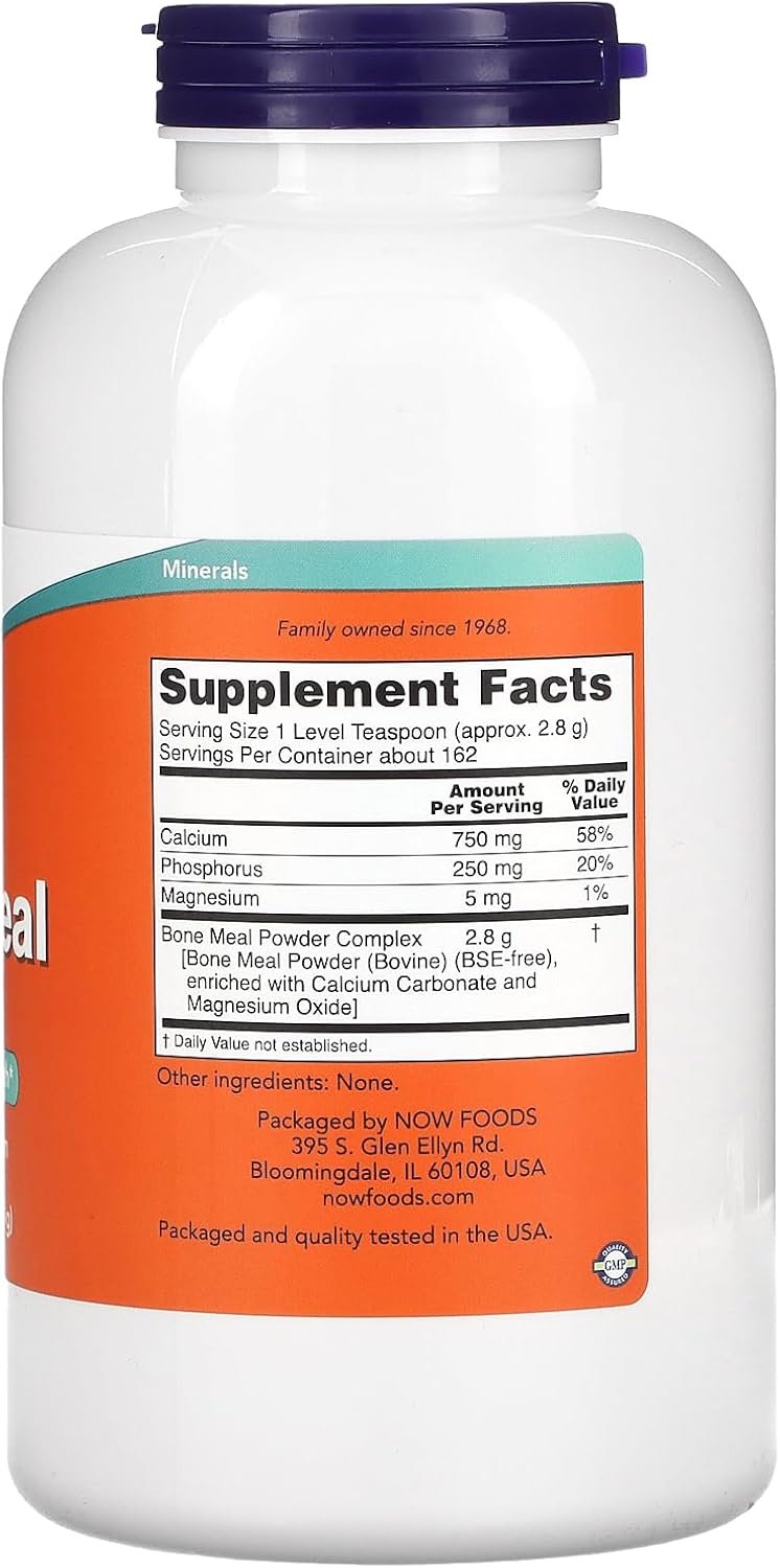 Organic Bone Meal Powder by NOW Foods - 1 lb (454 g) Pack for Stronger Bones and Joints