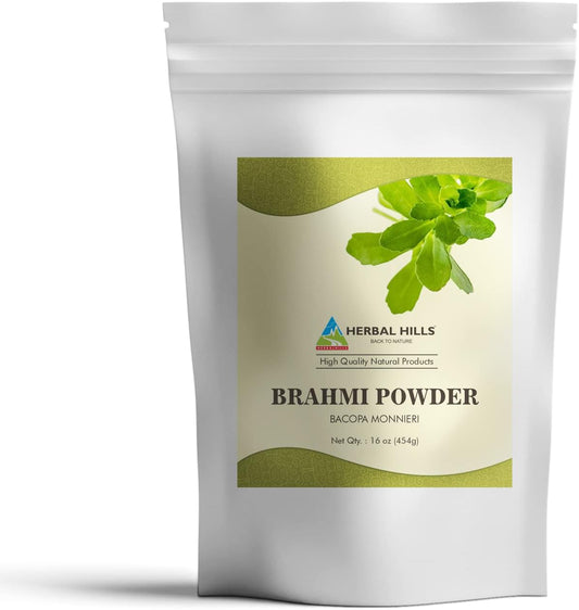 Organic Brahmi Powder 16 oz - Bacopa Monnieri Hair Care Supplement by HERBAL HILLS