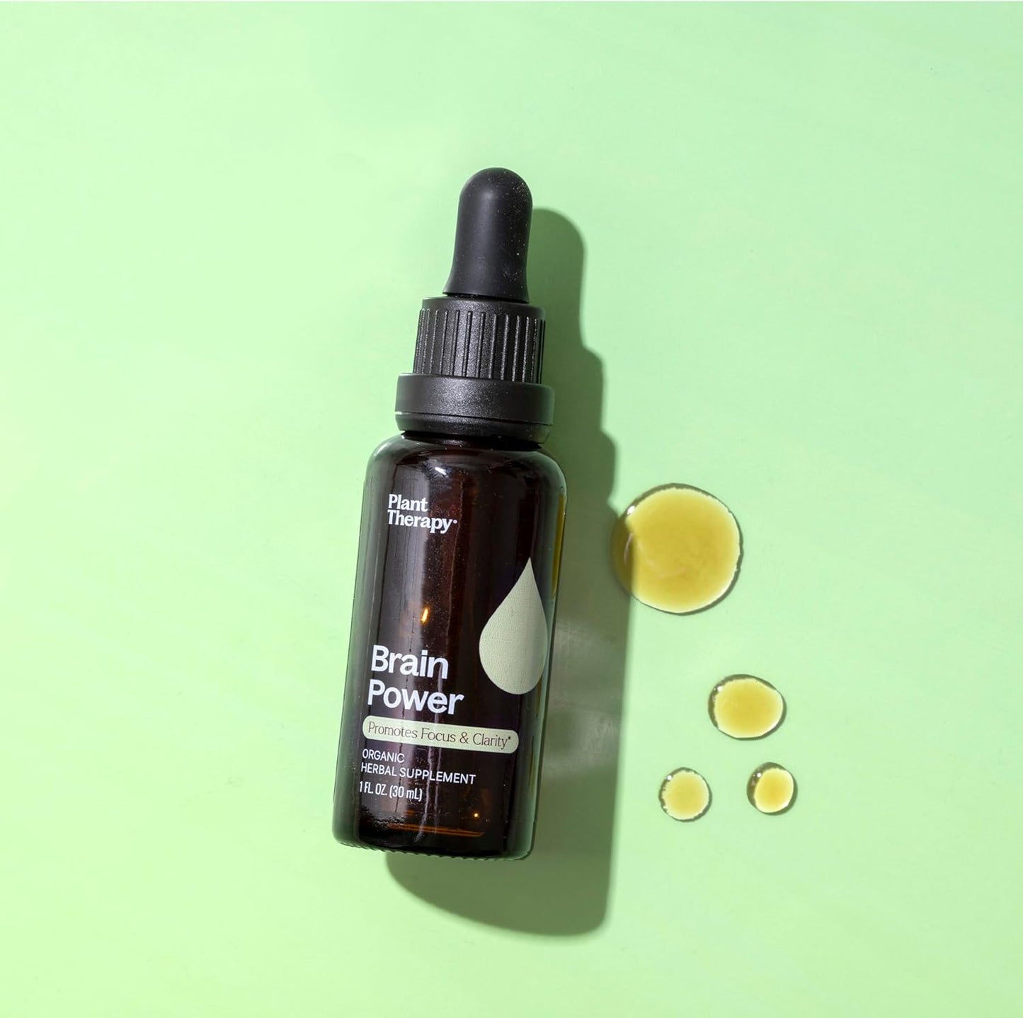 Organic Brain Power Tincture 30 mL - Boosts Brain Focus, Clarity & Memory - Plant Therapy Brain Boost Supplement