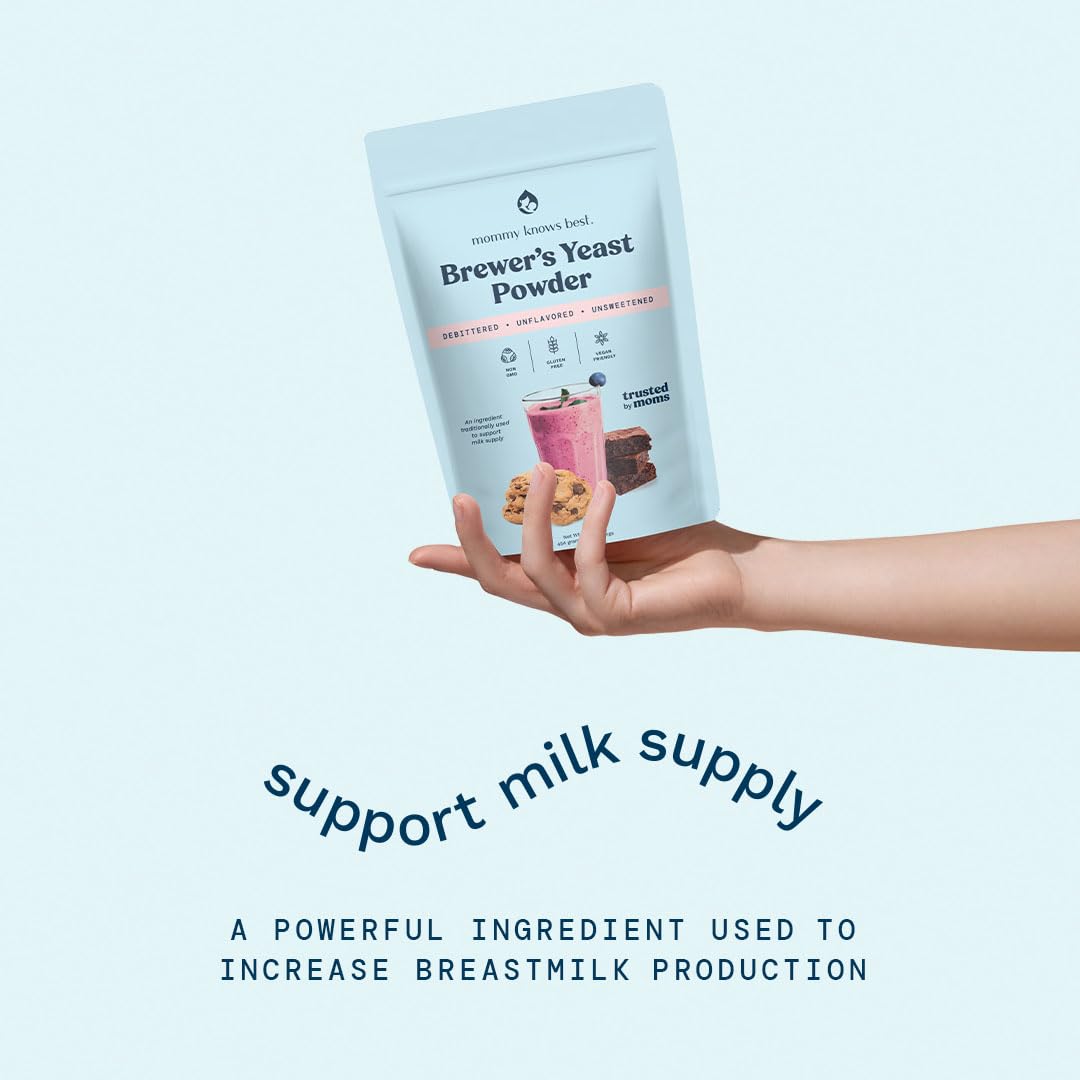Organic Brewer's Yeast Powder for Breastfeeding Support | Mild-Tasting, Debittered, Gluten-Free Lactation Supplement for Cookies, Smoothies, Recipes | 12 oz