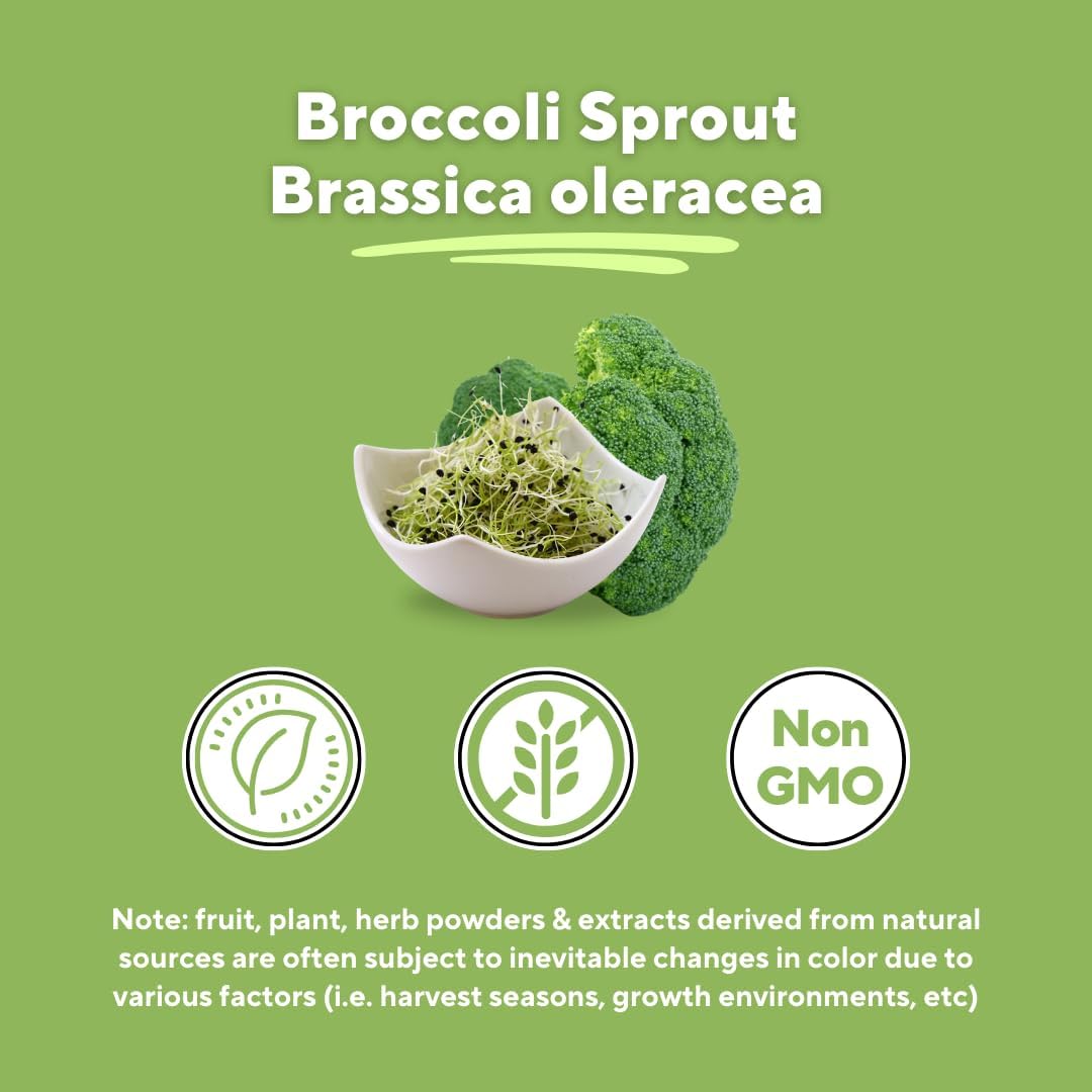 Organic Broccoli Sprout & Extract Capsules for Sulforaphane, Antioxidant & Heart Health - 120 Veggie Caps - Non-GMO, Gluten-Free, Vegan