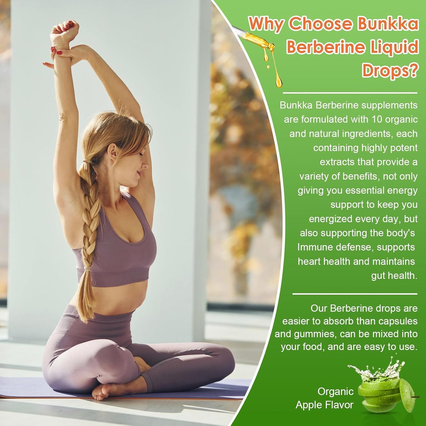 Organic Bunkka Berberine Liquid Drops with Ceylon Cinnamon & Bitter Melon - 1500mg Supplement for Immune & GI Support - Vegan & Sugar-Free - 4 FL Oz