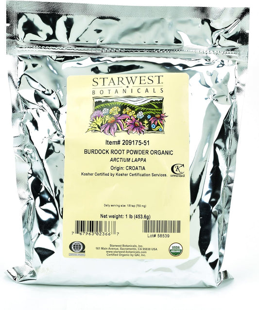 Organic Burdock Root Powder - 1lb - Premium Quality Herbal Supplement by Starwest Botanicals