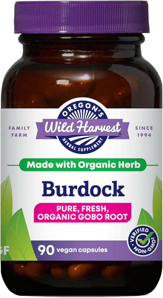 Organic Burdock Supplement Capsules - Non-GMO, Gluten-Free, Vegan | 90 Count by Oregon's Wild Harvest