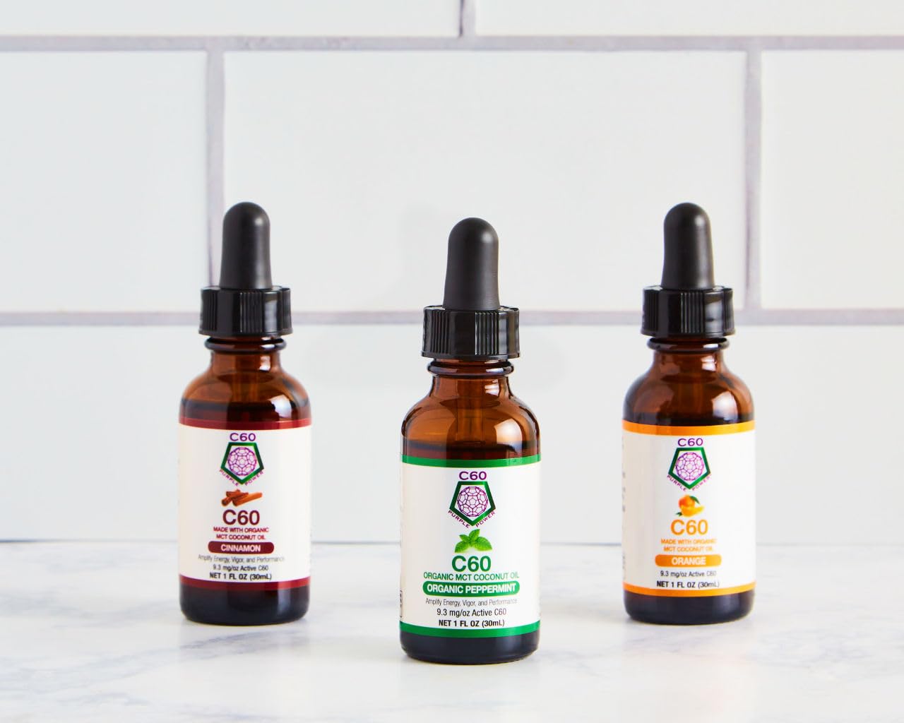 Organic C60 Purple Power Cinnamon Flavored MCT Coconut Oil - Travel Size - Cold-Pressed - 99.99% Pure Carbon Fullerenes - Energy & Focus - 1oz