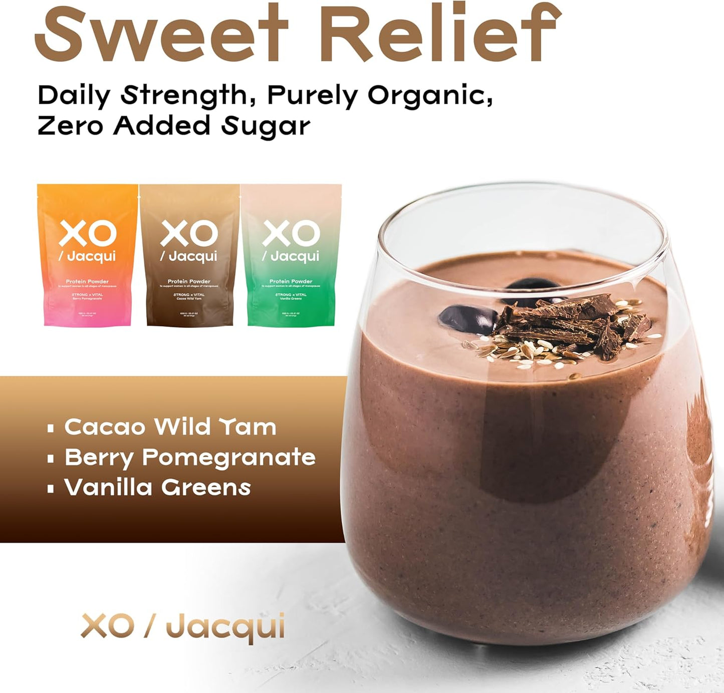 Organic Cacao-Chocolate Wild Yam Protein Powder for Women - Vegan & Delicious Blend of 6 Science-Backed Ingredients - Supports Women's Health