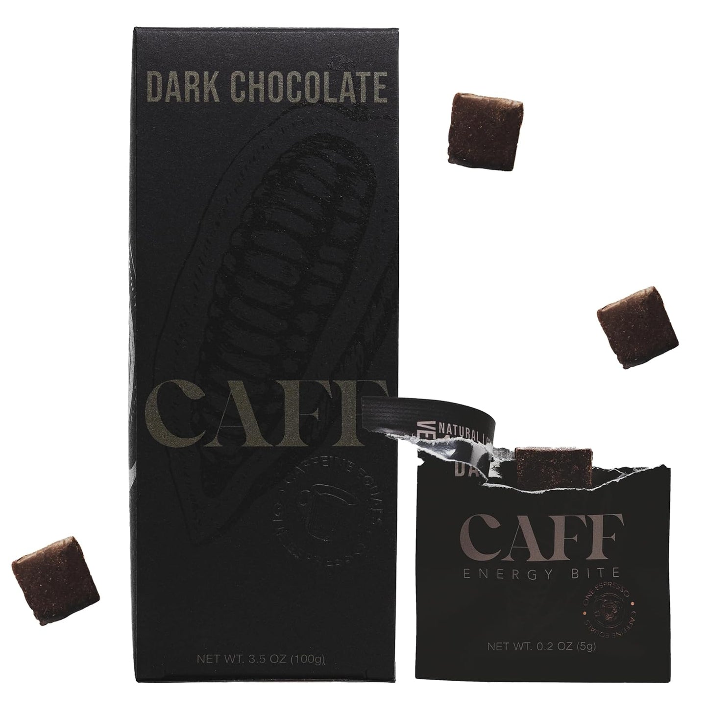 Organic Caffeine Energy Bites: Vegan, Gluten-Free, Keto Snacks with 65mg Caffeine - No Added Sugar - 15 Calorie Chocolate Bites (20 Count)